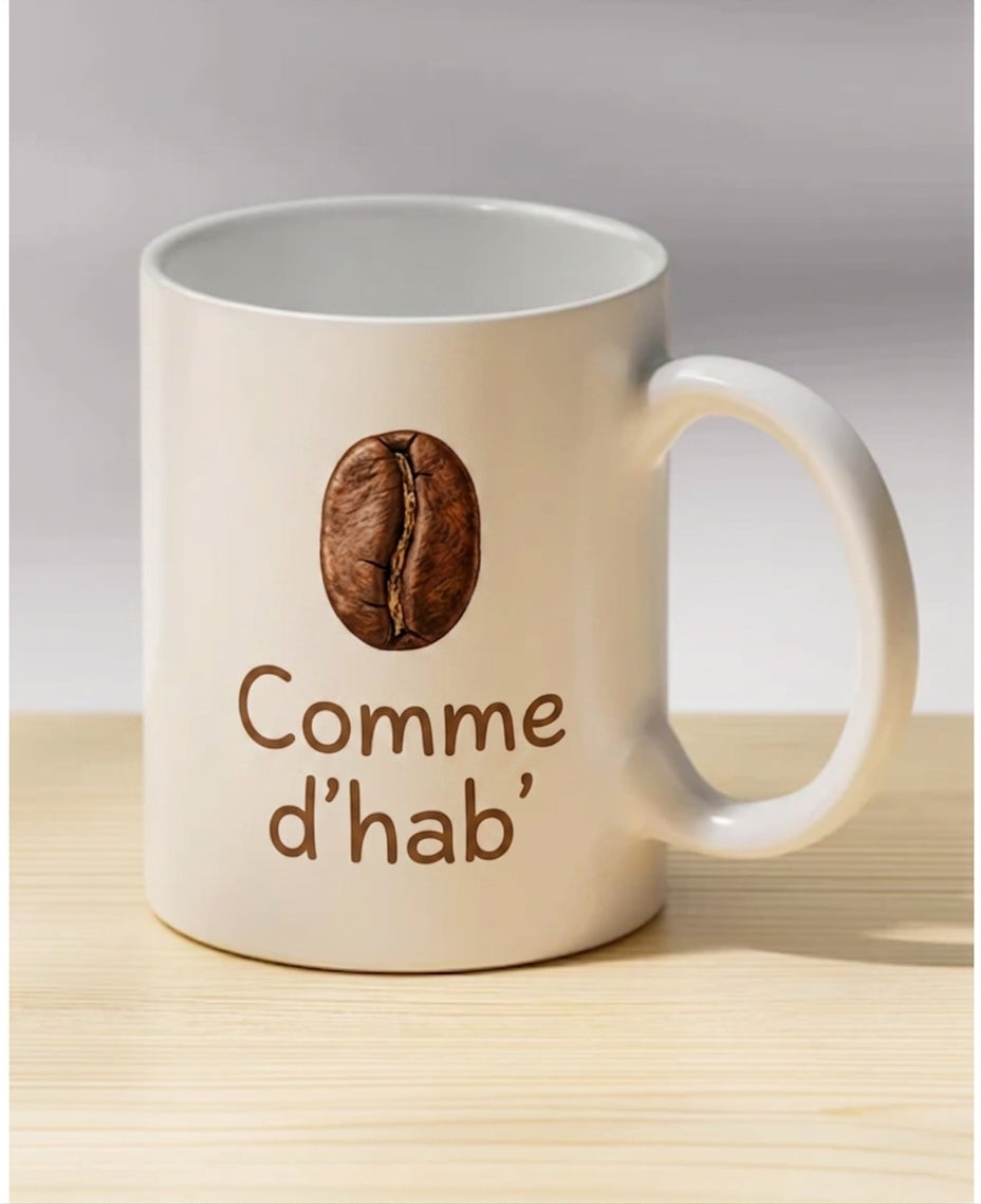 Mug Café Céramique "Comme d'hab'"